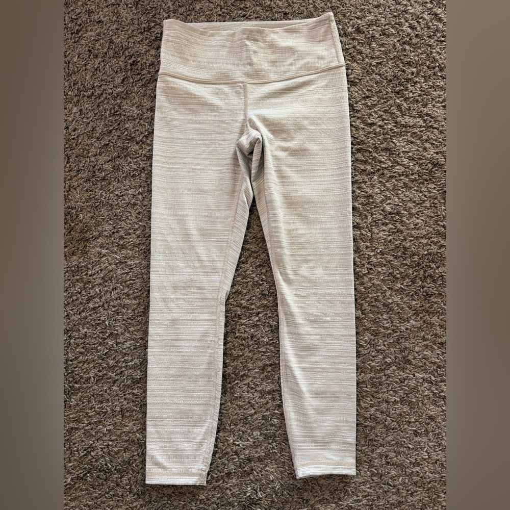 ATHLETA High Rise Chaturanga Jacquard Leggings- Sandstone & White, Sz S